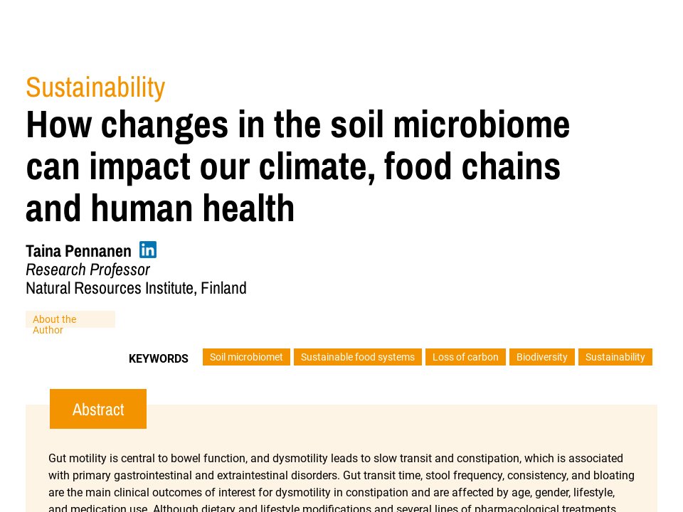 SUSTAINABILITY - How changes in the soil microbiome can impact our ...