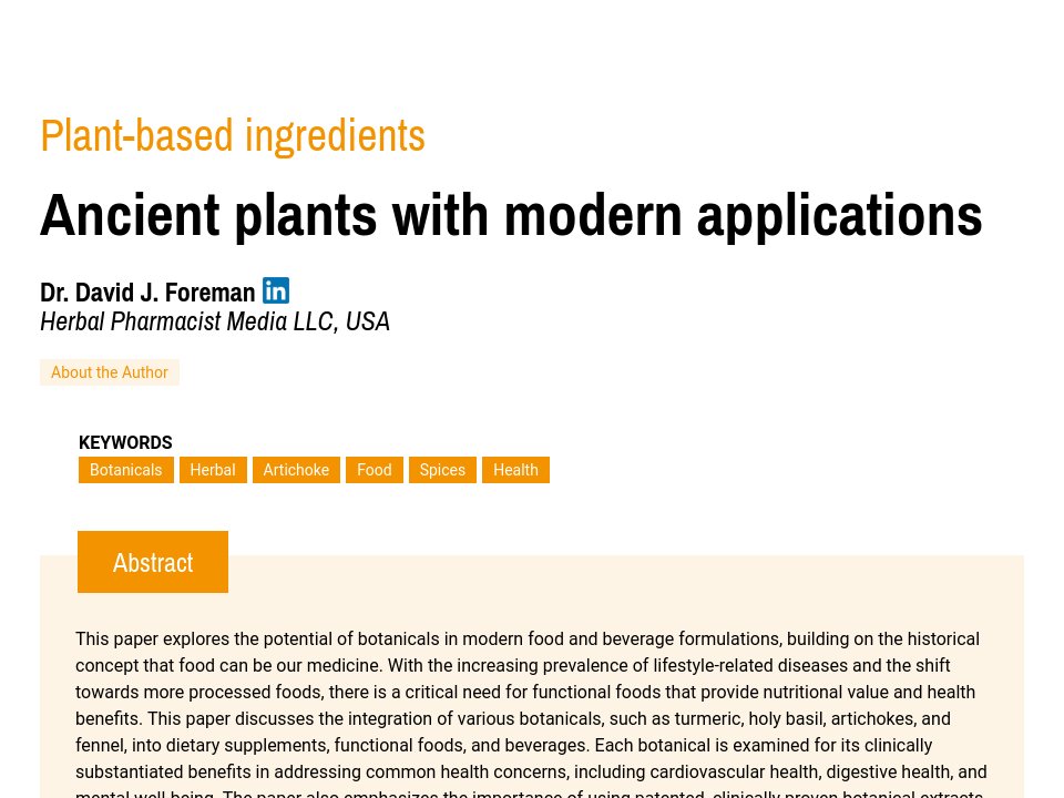 PLANT-BASED INGREDIENTS - Ancient plants with modern applications ...