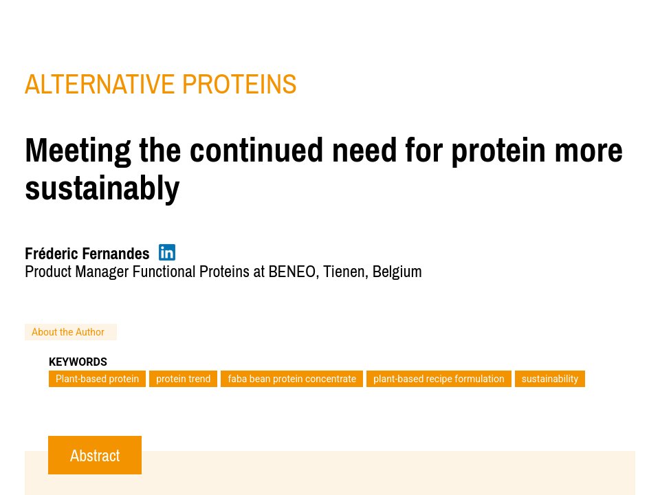 ALTERNATIVE PROTEINS - Meeting the continued need for protein more ...