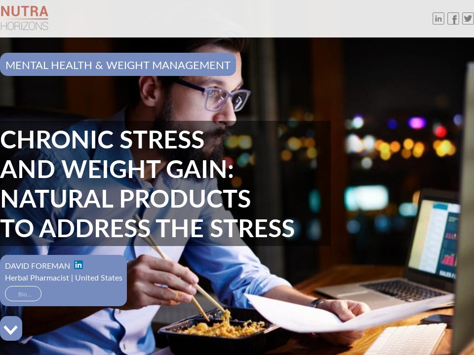 Chronic stress and weight gain Natural products to address the stress NUTRA HORIZONS 3 2021 WW
